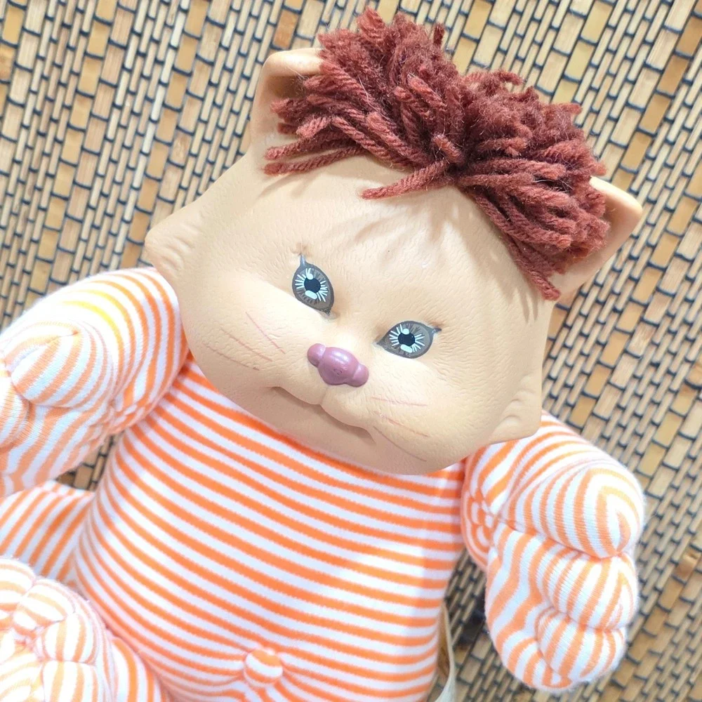 Cabbage Patch Kids Koosas Cat Vintage 1983 Orange White Striped Plush Coleco